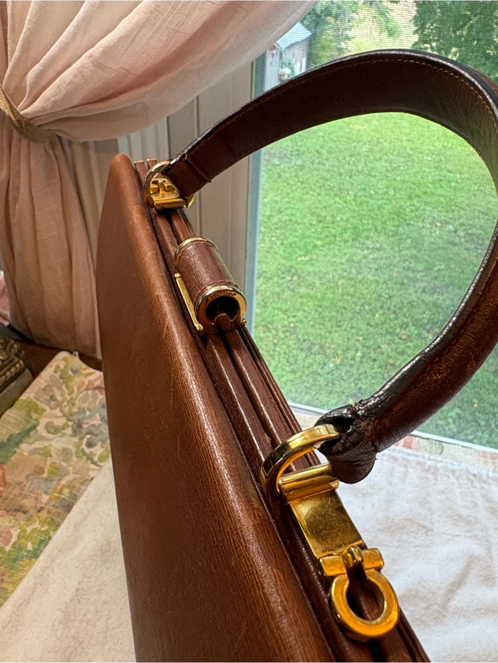 Vintage Salvatore Ferragamo Brown Leather Structured Top-Handle Satchel - Picture 8 of 16